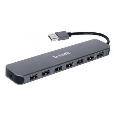 Разветвитель USB 2.0 D-link DUB-H7/E1A 7-портовый с БП USB2.0 черный